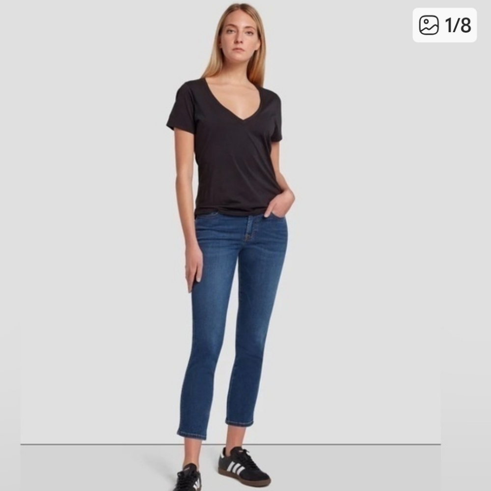 7 For All Mankind Mid-Rise Kimmie Cropped Denim Jeans Size 29 - Picture 1 of 7